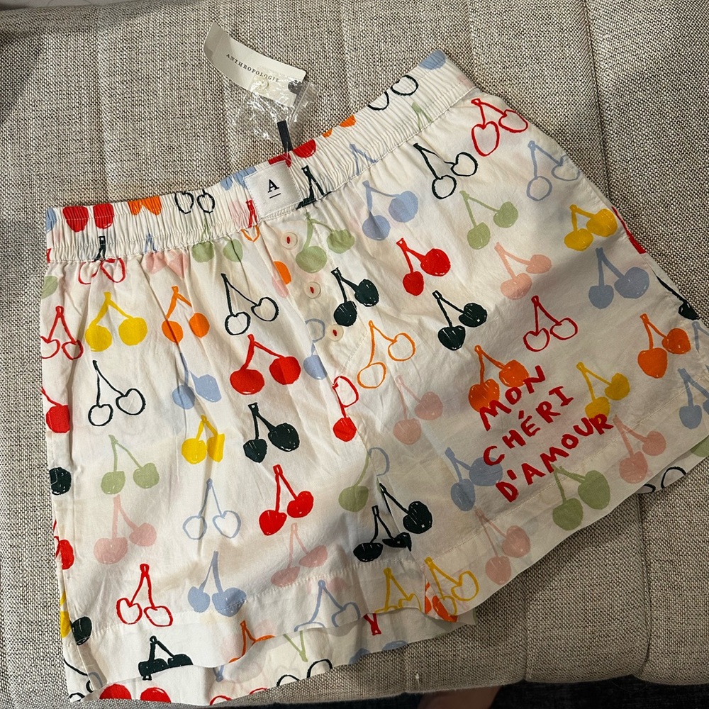 NWT 🍒 Anthropologie Wren Boxers Pajamas Mon Cheri cherries - Picture 3 of 3